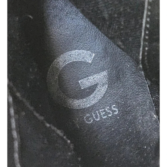 Guess Quilted Platform Heel Shoes Combat Goth Chunky Witchy Boots Black 8 M Y2K - Picture 9 of 11